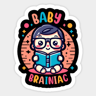 Baby Brainiac | Cute Baby genius reading a book | Newborn baby gift ideas Sticker